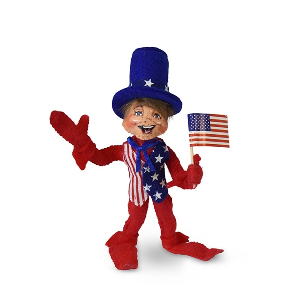 NWT ANNALEE 5in Stars and Stripes Elf SOLD OUT RED WHITE & Blue